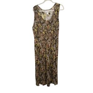Anna Maxwell Green Floral Sleeveless Midi Dress Summer Vacation Womens Plus 1x
